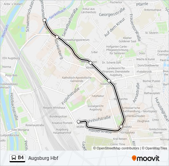 Автобус B4: карта маршрута