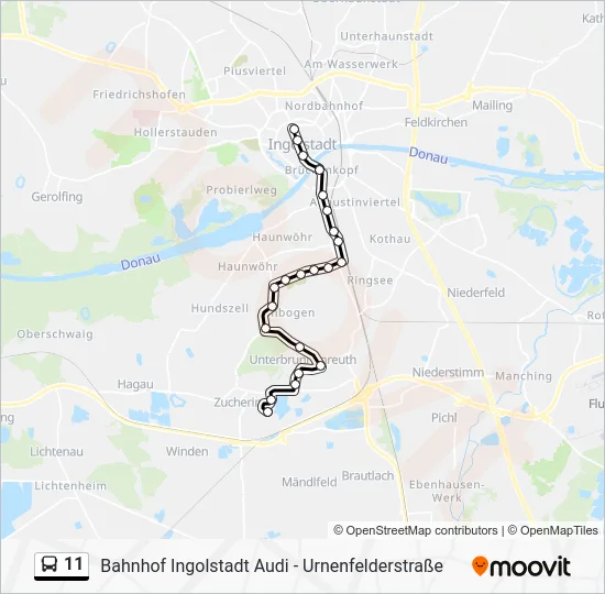 Автобус 11: карта маршрута