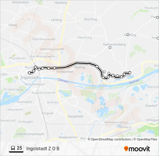Автобус 25: карта маршрута