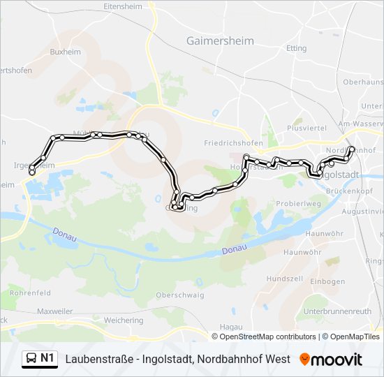 Автобус N1: карта маршрута