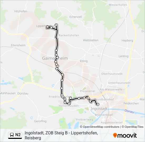 N2 Bus Line Map
