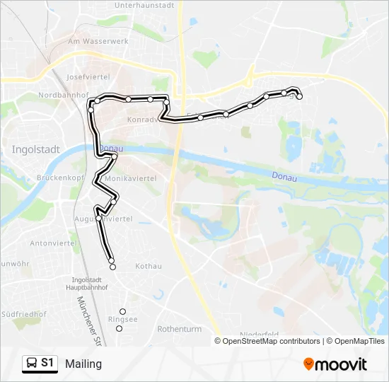 Автобус S1: карта маршрута