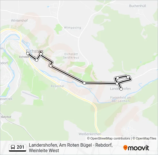 Автобус 201: карта маршрута