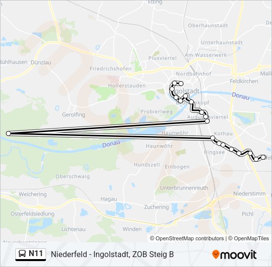 Автобус N11: карта маршрута