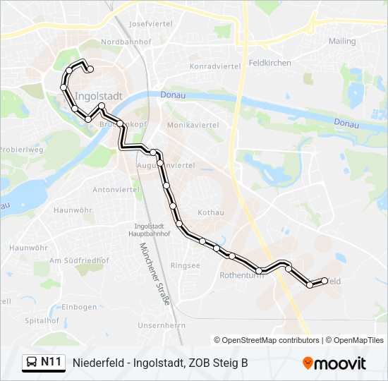 Автобус N11: карта маршрута