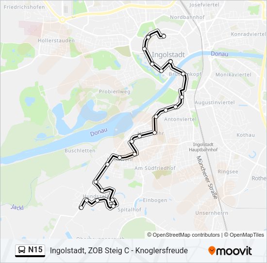 Автобус N15: карта маршрута