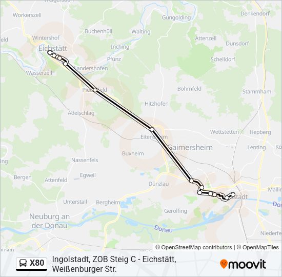 Buslinie X80 Karte