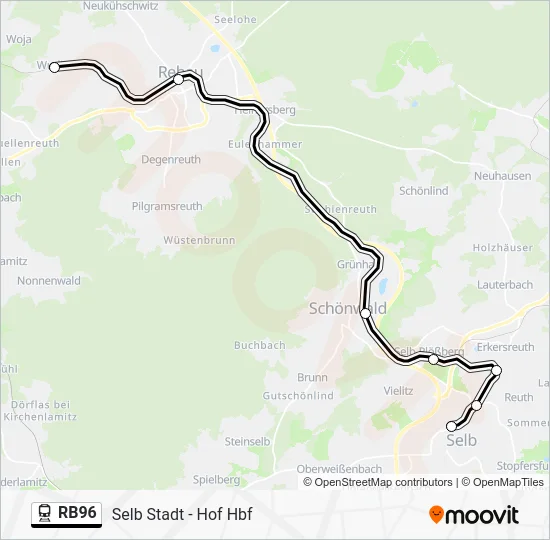 Поезд RB96: карта маршрута