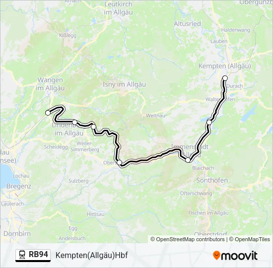 Поезд RB94: карта маршрута