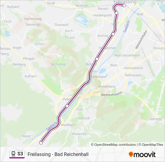 Поезд S3: карта маршрута
