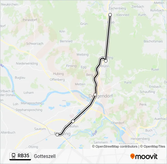 Поезд RB35: карта маршрута