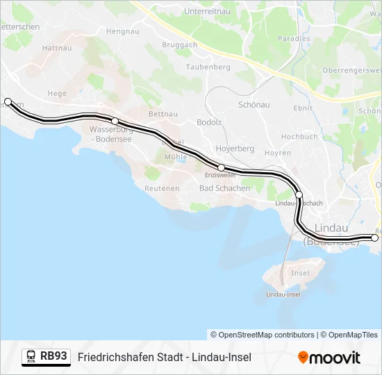 Поезд RB93: карта маршрута