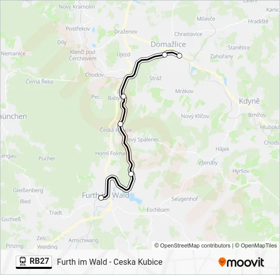 Поезд RB27: карта маршрута