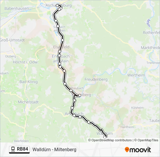 Поезд RB84: карта маршрута