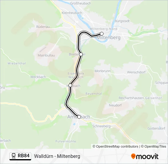 Поезд RB84: карта маршрута