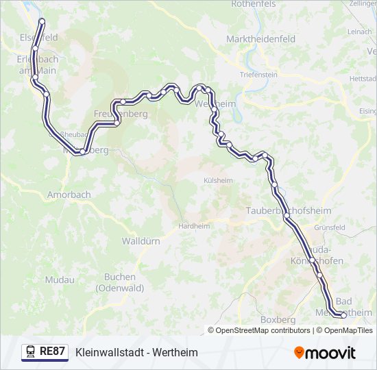 Поезд RE87: карта маршрута