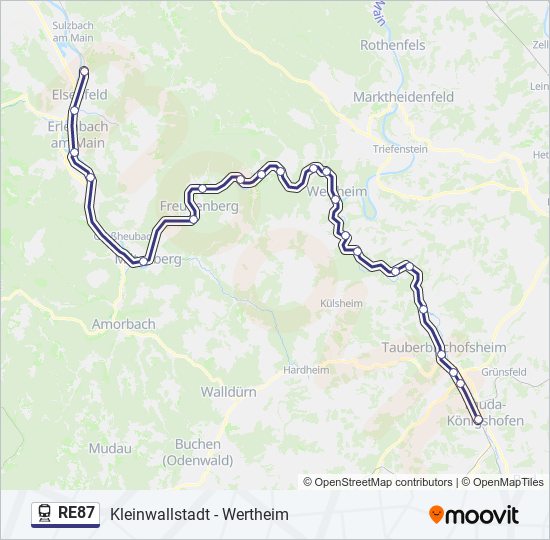 Поезд RE87: карта маршрута