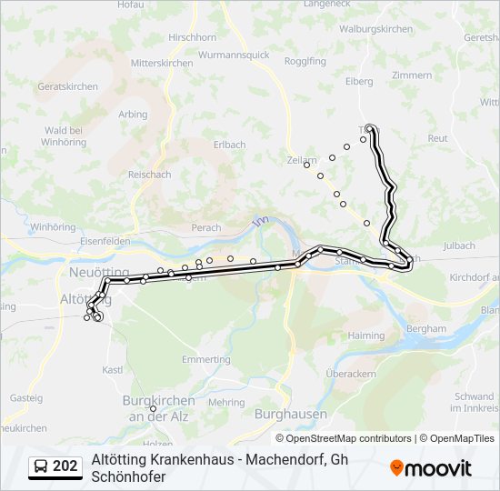 Автобус 202: карта маршрута