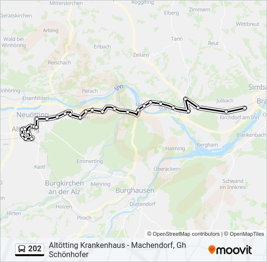 Автобус 202: карта маршрута