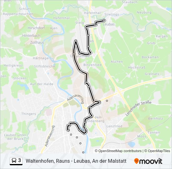Автобус 3: карта маршрута