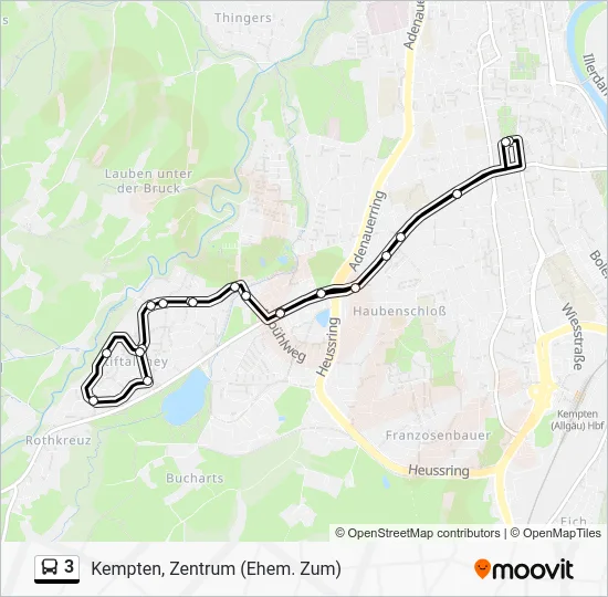 Автобус 3: карта маршрута