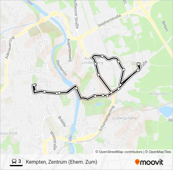 Автобус 3: карта маршрута