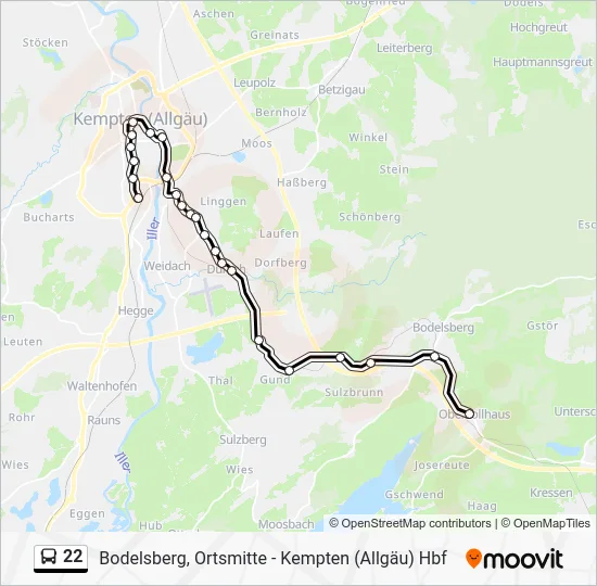 Автобус 22: карта маршрута