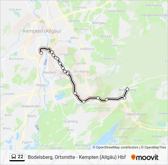 Автобус 22: карта маршрута