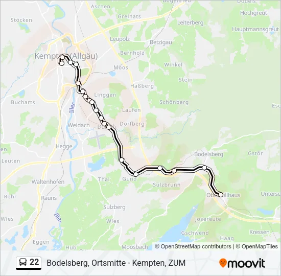 22 Bus Line Map