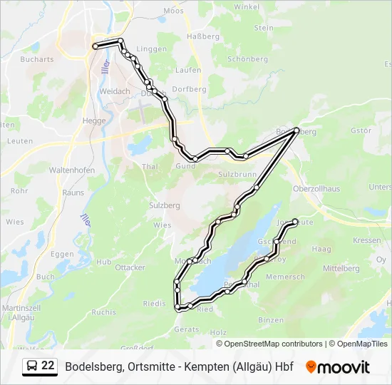 Автобус 22: карта маршрута