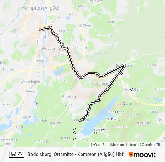 Автобус 22: карта маршрута