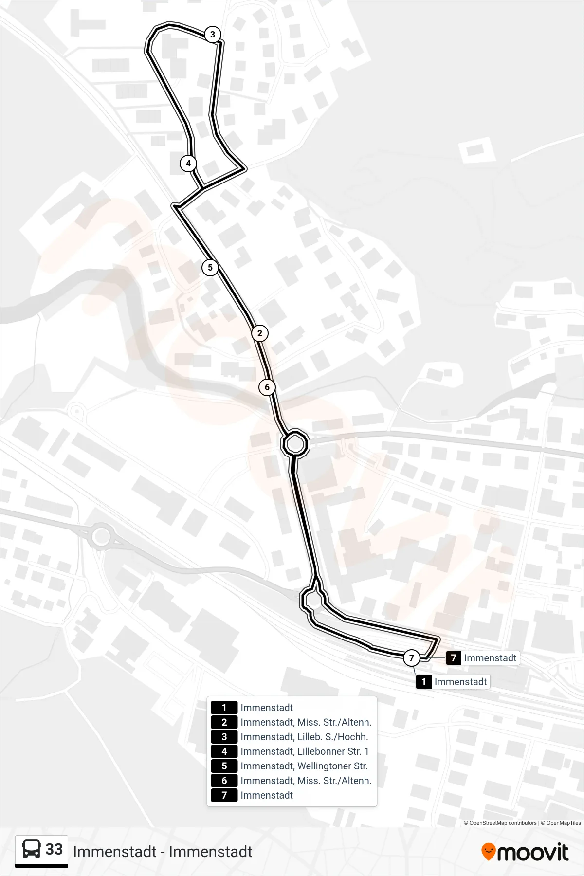 Linie 33 (Bus) Richtung Immenstadt: Route und Haltestellen auf der Karte