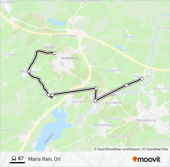 87 Bus Line Map