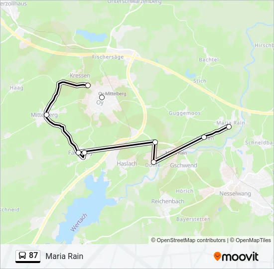 87 Bus Line Map