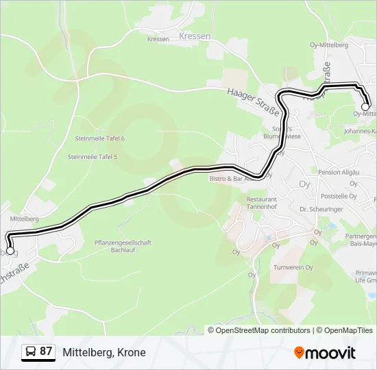 87 Bus Line Map