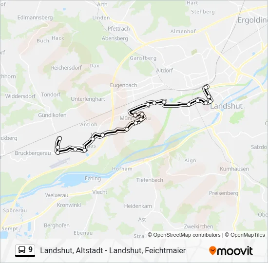 Автобус 9: карта маршрута