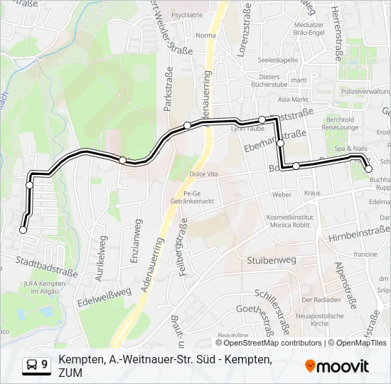 9 Bus Line Map