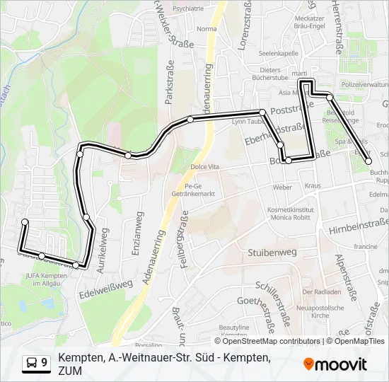 9 Bus Line Map