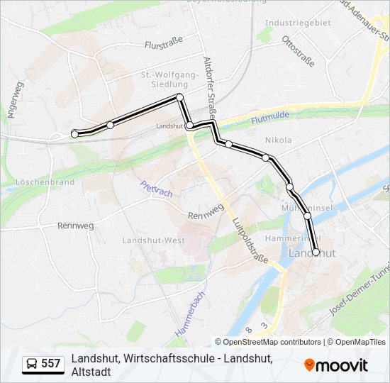 557 Bus Line Map