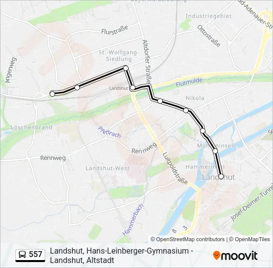557 Bus Line Map