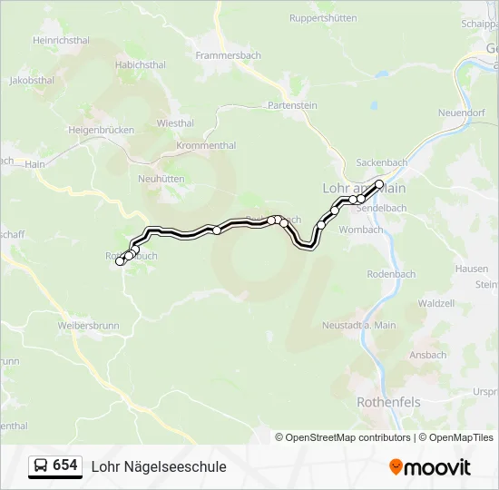 Автобус 654: карта маршрута