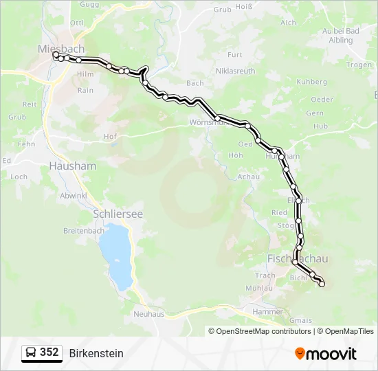 Автобус 352: карта маршрута