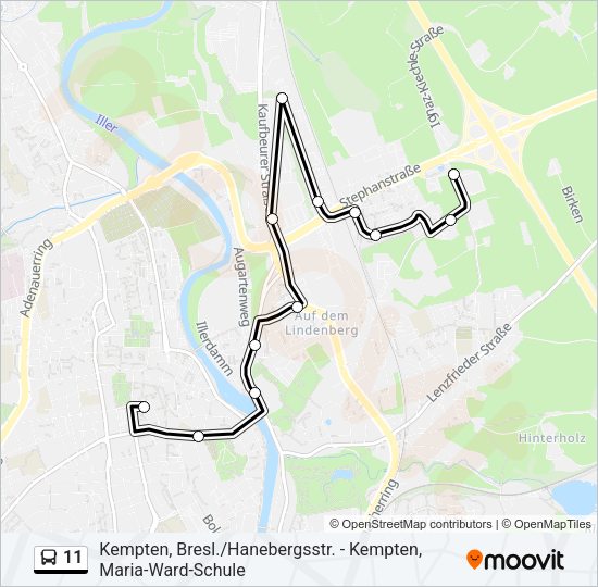 Автобус 11: карта маршрута