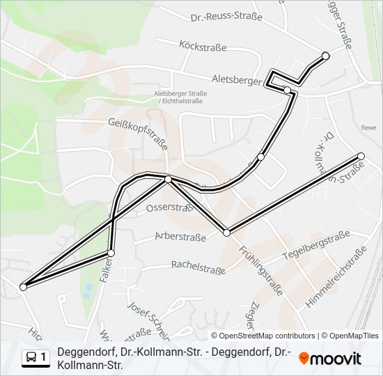 Автобус 1: карта маршрута