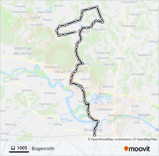 Автобус 1005: карта маршрута