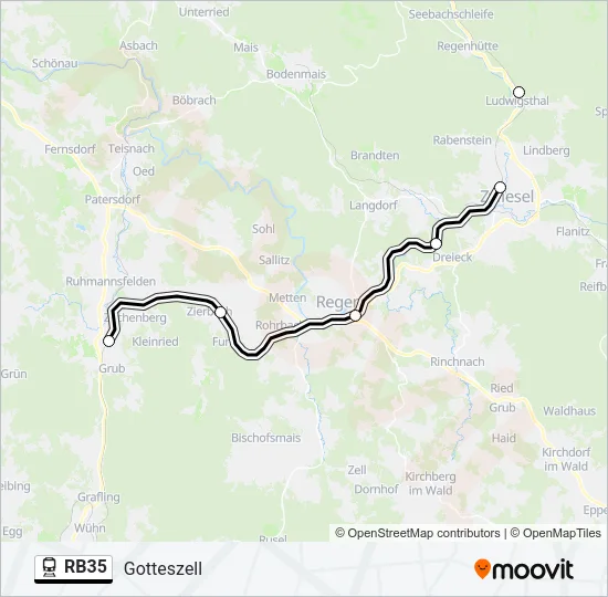 Поезд RB35: карта маршрута