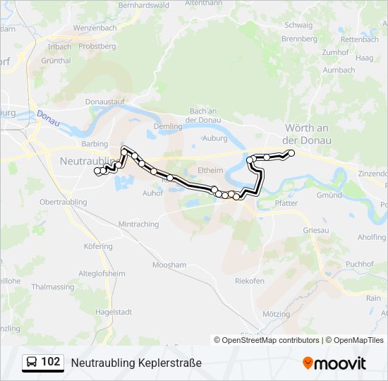 Автобус 102: карта маршрута