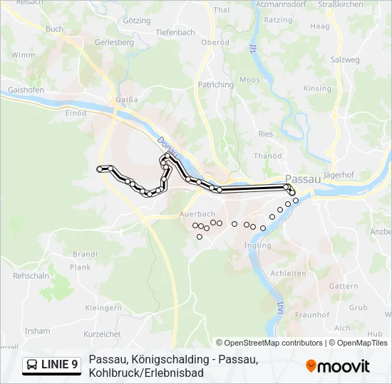 Автобус LINIE 9: карта маршрута