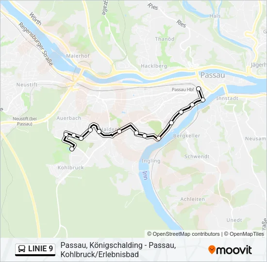 Автобус LINIE 9: карта маршрута