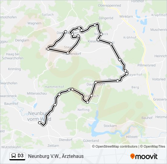 Автобус D3: карта маршрута